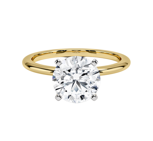 2.03CT Round Diamond Mounted In Yellow Gold Band