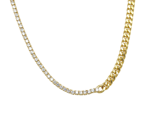 Half Cuban Half Tennis Necklace
