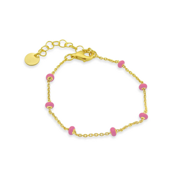 Kids Pink Enamel Beads Bracelet