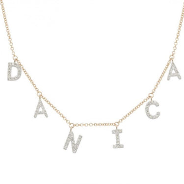 Two Tone Diamond Spaced Name Necklace