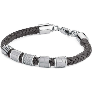 Bullet Gray Leather Bracelet