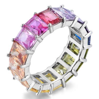 Rainbow Baguette Eternity Ring