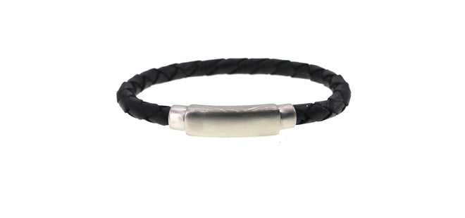 Stainless Steel Chunky Threaded Leather Bracelet