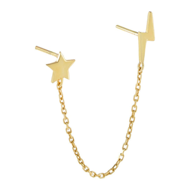 Star And Bolt Chain Earring