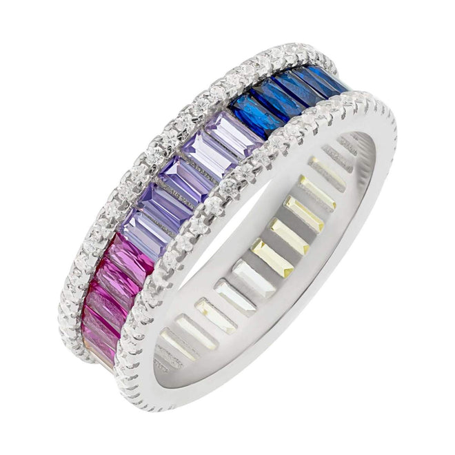 Sparkling Rainbow Baguette Eternity Ring